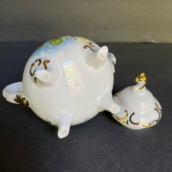 VTG Violet Tea Set Hand-painted Porcelain Teapot Creamer Sugar Bowl Victorian - Picture 15 of 16